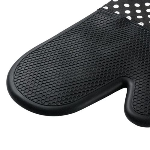 Fekete szilikon konyhai kesztyű mintázott felülettel és béléssel, 32x18,5 cm