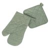 Menta zöld konyhai kesztyű és edényfogó szett, rombusz mintás - 2 db