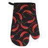 Fekete Konyhai Kesztyű és Edényfogó Szett Chilli Mintával - 2 db-os