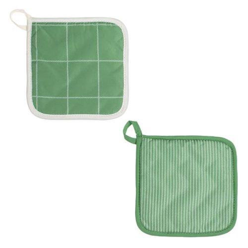 Zöld Konyhai Szalvéta Szett Ecru Mintával 17x17cm - 2 db