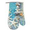 Konyhai kesztyű és edényfogó szett - Taupe, tengericsillag és kagyló mintával - 2 db