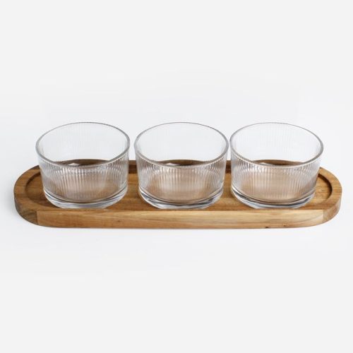 3 szintes süteménykínáló tál, 3 üvegtállal