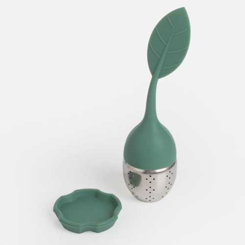 Levél Alakú Teaszűrő Alátéttel - 5,5x5,5x16cm