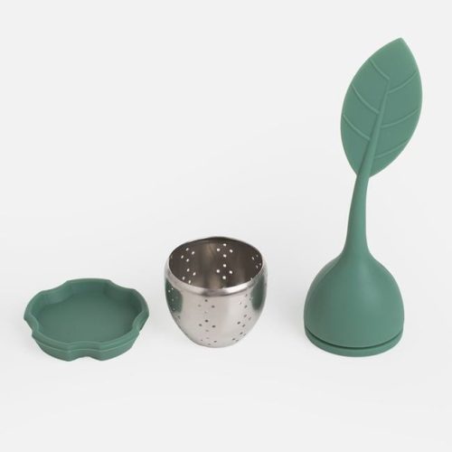 Levél Alakú Teaszűrő Alátéttel - 5,5x5,5x16cm