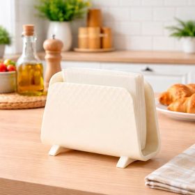   Krémszínű szalvétatartó rombusz mintával, 15,5x5,6x11,3 cm