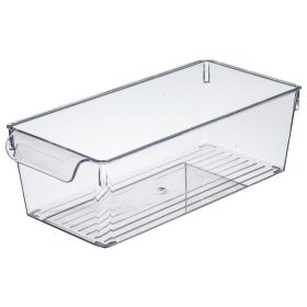   Átlátszó Műanyag Hűtőszekrény Rendszerező Doboz Fogantyúval, 32,5x15x10 cm