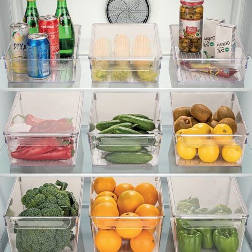 Átlátszó Műanyag Hűtőszekrény Rendszerező Doboz Fogantyúval, 32,5x15x10 cm