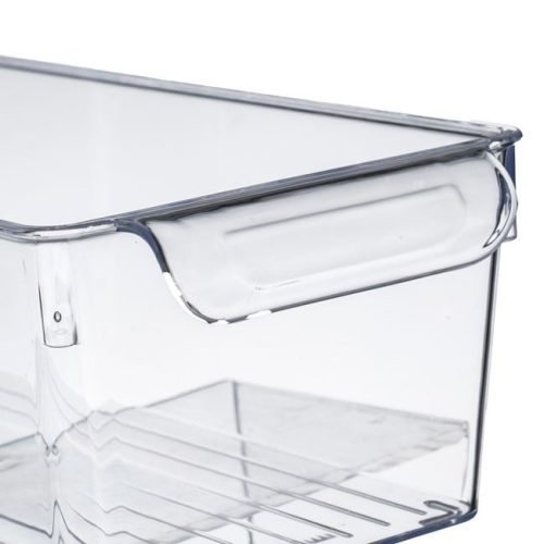 Átlátszó Műanyag Hűtőszekrény Rendszerező Doboz Fogantyúval, 32,5x15x10 cm