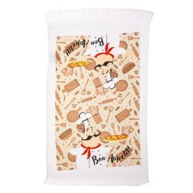 Fehér Pamut Konyharuha Szakács Mintával 60x35cm