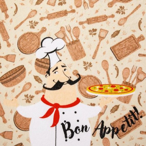 Fehér Pamut Konyharuha Szakács Mintával 60x35cm