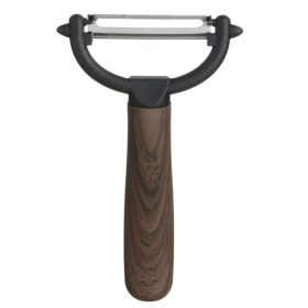   Rozsdamentes acél hámozó fa mintázatú műanyag nyéllel, 12,5 cm