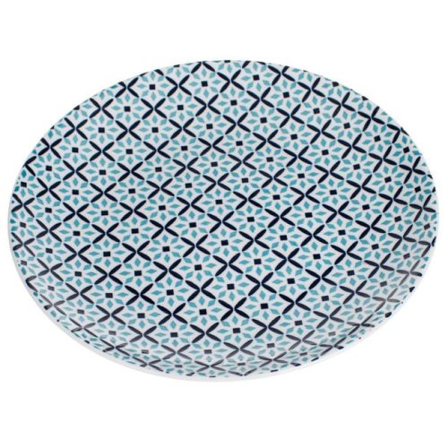 Aztek Mintás Világoskék Lapostányér Porcelánból Ø19cm