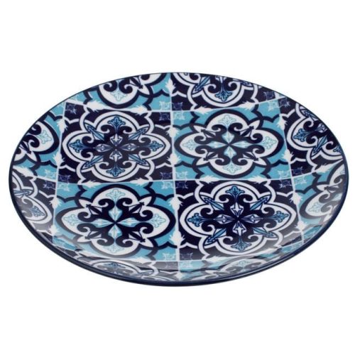 Lapos Kék Tányér Azték Mintával Ø19cm