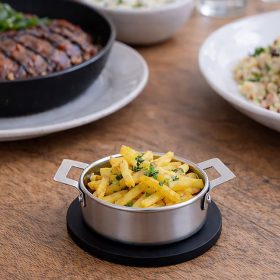 Fémtálaló edény fogantyúkkal, Ø12x4,5 cm