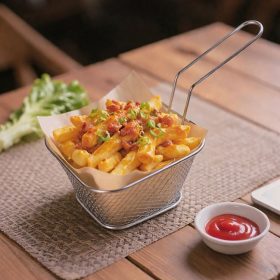   Rozsdamentes Acél Tálaló Kosár Sült Burgonyához, 10x9x6 cm