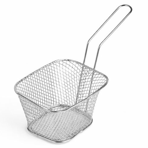 Rozsdamentes Acél Tálaló Kosár Sült Burgonyához, 10x9x6 cm