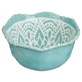   Menta Zöld Porcelán Tálka Dombornyomott Mintával Mártogatósokhoz és Magvakhoz