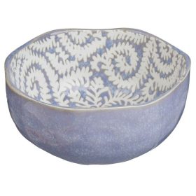  Kékesszürke Porcelán Tálka Dombornyomott Mintával - Mártogatósokhoz és Magvakhoz
