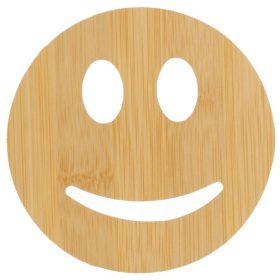   Természetes színű fa poháralátét Emoji mintával - Ø10cm