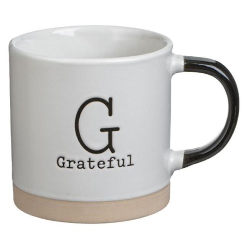 Fehér Kerámia Bögre Bézs Alappal és Felirattal, 430 ml