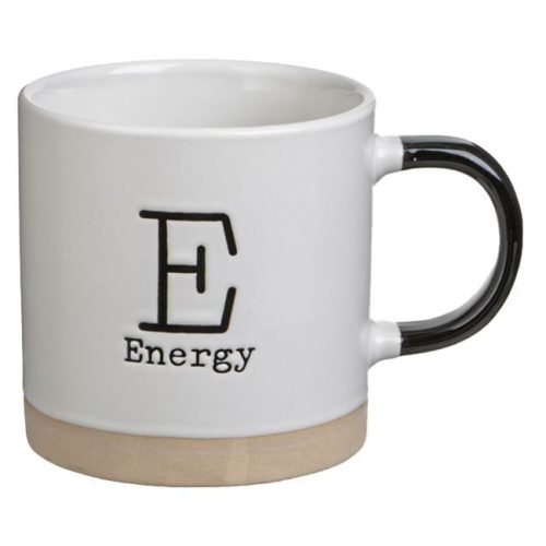 Fehér Kerámia Bögre Bézs Alappal és Felirattal, 430 ml