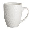 Fehér New Bone porcelán bögre dombornyomott mintával, 400 ml