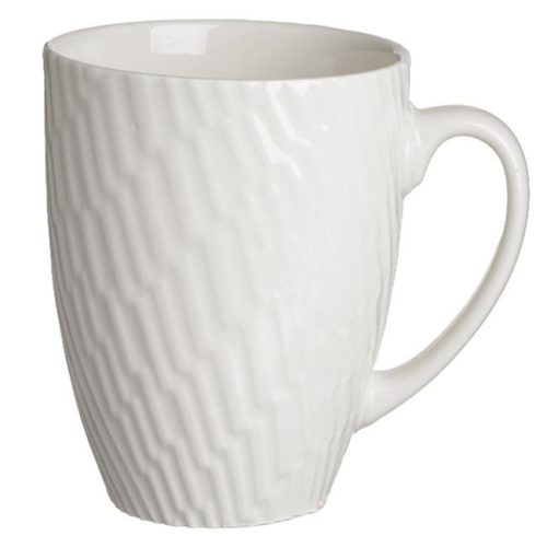 Fehér New Bone porcelán bögre dombornyomott mintával, 400 ml