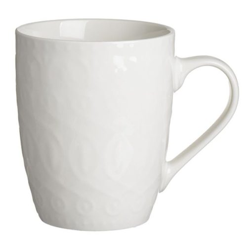 Fehér New Bone porcelán bögre dombornyomott mintával, 400 ml