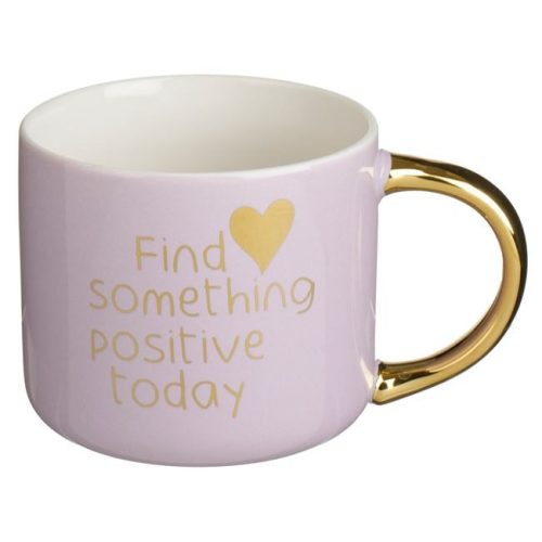 Színes Kerámia Bögre Arany Fogantyúval és Felirattal, 340ml