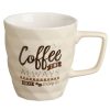 New Bone Ecru Bögre Dombornyomott Rombuszokkal & "It's Coffee Time Always" Felirattal 390ml
