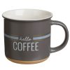 New Bone Porcelán Bögre, Szürke, „Hello Coffee” Felirattal, 370ml