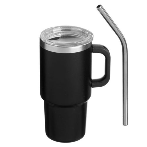 Mini Rozsdamentes Acél Termosz Bögre Fogantyúval, Fekete – 135ml