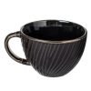 Fekete Kerámia Bögre Diagonális Csíkos Mintával 460ml