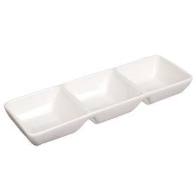   3 rekeszes fehér kerámia tálka rágcsálnivalókhoz és mogyoróhoz, 25x8x3,5 cm