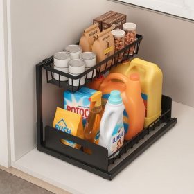   Kihúzható fém tároló polc rendszerezővel, 36x27x28,5 cm