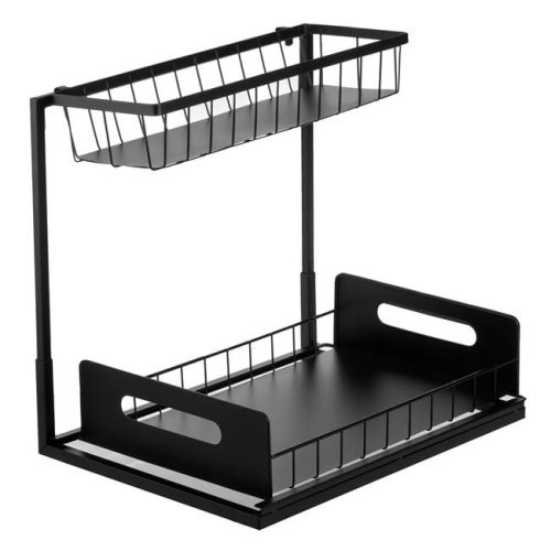 Kihúzható fém tároló polc rendszerezővel, 36x27x28,5 cm