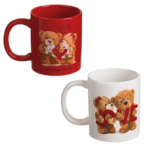 Piros és Fehér Macis Love Bögre Szett - 330 ml