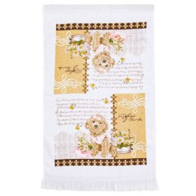 Fehér Pamut Konyharuha Kutya Mintával, 60x35 cm