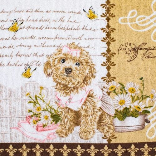 Fehér Pamut Konyharuha Kutya Mintával, 60x35 cm