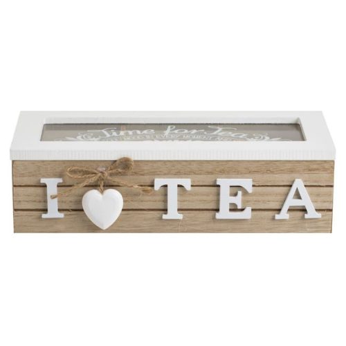 Fából Készült Teafilter Tartó Doboz 3 Rekesszel, 24x10x7 cm