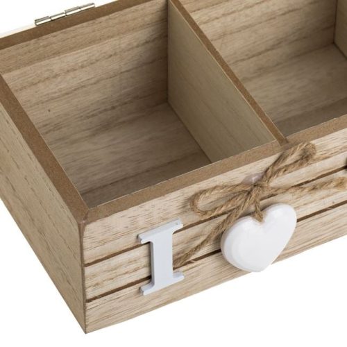 Fából Készült Teafilter Tartó Doboz 3 Rekesszel, 24x10x7 cm