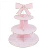 3 Szintes Süteménytartó Állvány, Rózsaszín Kockás, 39,5 cm