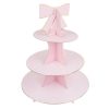3 Szintes Süteménytartó Állvány, Rózsaszín Kockás, 39,5 cm