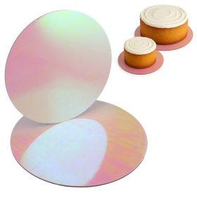  Holografikus Rózsaszín Karton Tortakarton Szett Ø30cm & 35cm