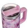 Rózsaszín Virágmintás Rozsdamentes Acél Termosz Bögre Fogantyúval, 900ml