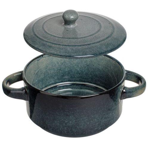 Petrolkék Kerámia Levestál Fedéllel 700ml