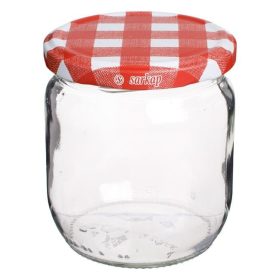 Üveg Befőttesügér Piros Kockás Fedéllel 210ml