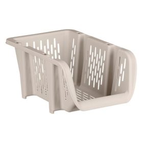 Egymásba rakható bézs tárolókosár, 30,7x20x13,4 cm