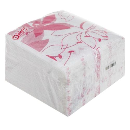 Egyrétegű Papírszalvéta, Fukszia Virágmintás, 33x33cm - 80 db