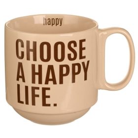   „Choose” Krém Színű Kerámia Bögre Kerekített Aljjal - 400 ml